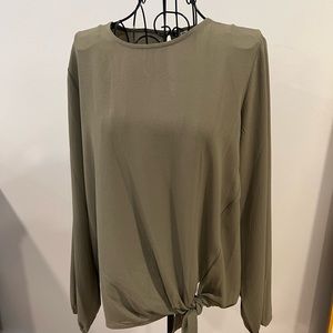 Michael Kors army green long sleeve crepe blouse